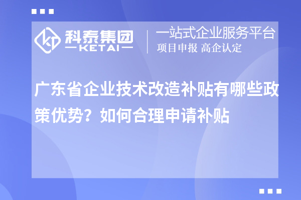 廣東省企業(yè)技術(shù)改造補貼有哪些政策優(yōu)勢？如何合理申請補貼