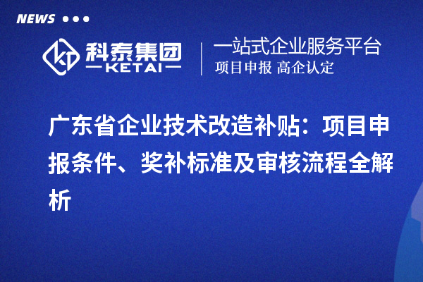 廣東省企業(yè)技術(shù)改造補貼：項目申報條件、獎補標(biāo)準(zhǔn)及審核流程全解析