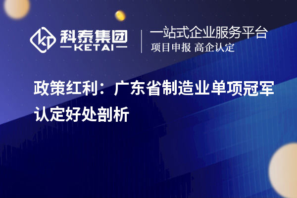 政策紅利：廣東省制造業(yè)單項冠軍認定好處剖析
