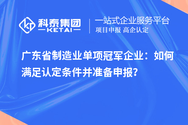 廣東省制造業(yè)單項冠軍企業(yè)：如何滿足認定條件并準備申報？