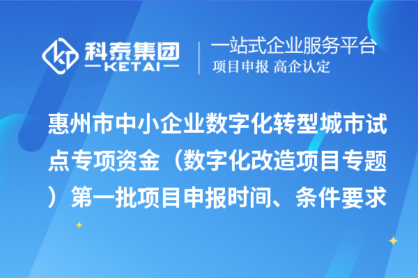 惠州市中小企業(yè)數(shù)字化轉(zhuǎn)型城市試點(diǎn)專項(xiàng)資金（數(shù)字化改造項(xiàng)目專題）第一批項(xiàng)目申報(bào)時(shí)間、條件要求、補(bǔ)助獎(jiǎng)勵(lì)