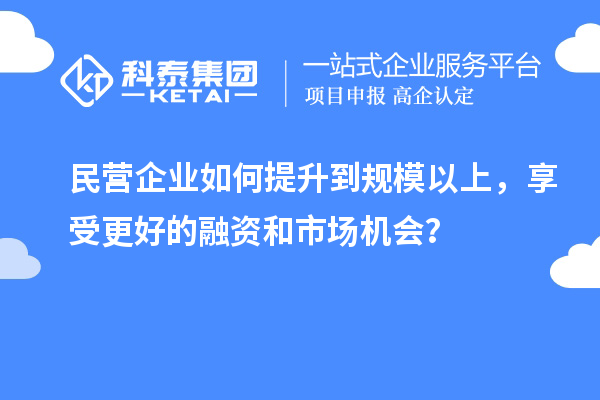 民營企業(yè)如何提升到規(guī)模以上，享受更好的融資和市場機(jī)會？