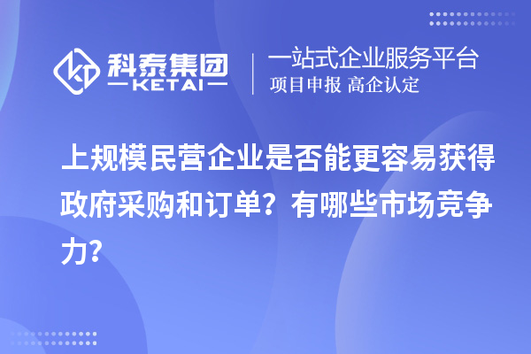 上規(guī)模民營企業(yè)是否能更容易獲得政府采購和訂單？有哪些市場競爭力？