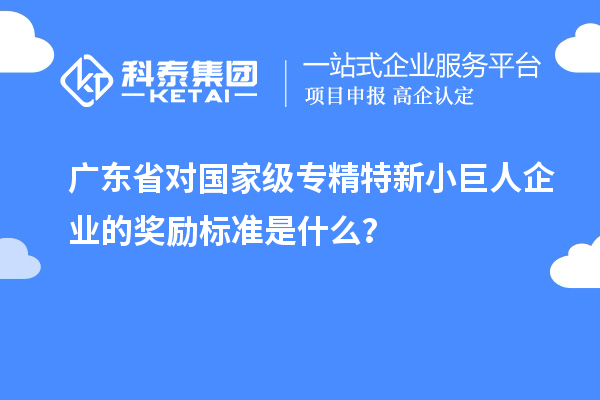 廣東省對國家級專精特新小巨人企業(yè)的獎勵標準是什么？
