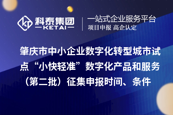 肇慶市中小企業(yè)數(shù)字化轉(zhuǎn)型城市試點“小快輕準”數(shù)字化產(chǎn)品和服務（第二批）征集申報時間、條件要求、扶持獎勵