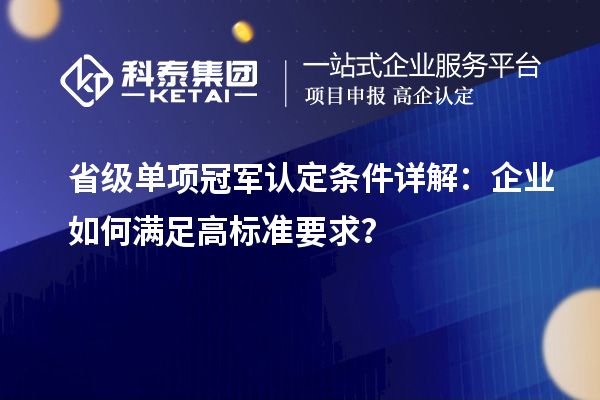省級單項冠軍認定條件詳解：企業(yè)如何滿足高標準要求？