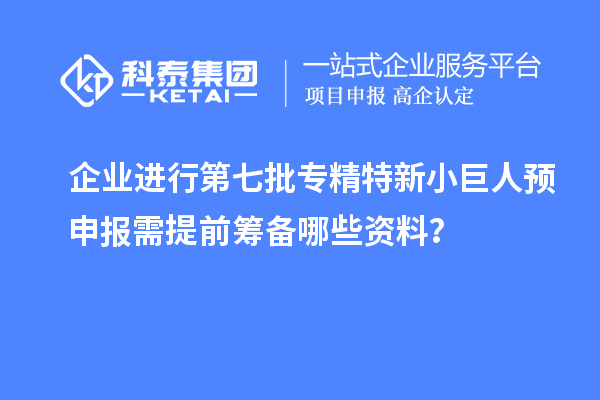 企業(yè)進行第七批專精特新小巨人預(yù)申報需提前籌備哪些資料？