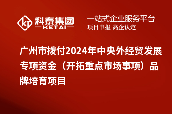 廣州市撥付2024年中央外經(jīng)貿(mào)發(fā)展專項(xiàng)資金（開拓重點(diǎn)市場事項(xiàng)）品牌培育項(xiàng)目