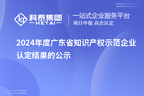 2024年度廣東省知識產(chǎn)權(quán)示范企業(yè)認(rèn)定結(jié)果的公示