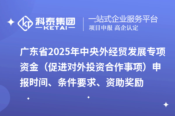 廣東省2025年中央外經(jīng)貿(mào)發(fā)展專項(xiàng)資金（促進(jìn)對(duì)外投資合作事項(xiàng)）申報(bào)時(shí)間、條件要求、資助獎(jiǎng)勵(lì)