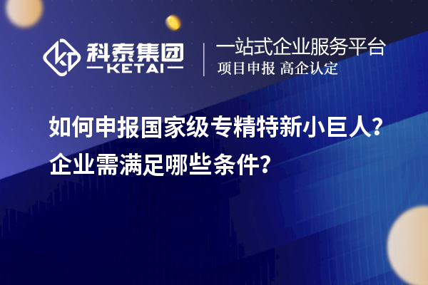 如何申報國家級專精特新小巨人？企業(yè)需滿足哪些條件？