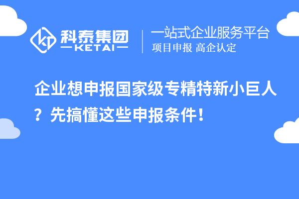 企業(yè)想申報(bào)國家級專精特新小巨人？先搞懂這些申報(bào)條件！