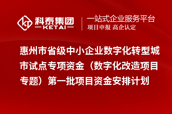 惠州市省級(jí)中小企業(yè)數(shù)字化轉(zhuǎn)型城市試點(diǎn)專(zhuān)項(xiàng)資金（數(shù)字化改造項(xiàng)目專(zhuān)題）第一批項(xiàng)目資金安排計(jì)劃