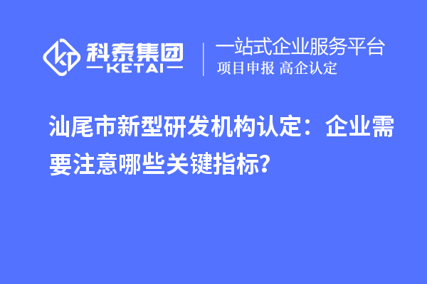 汕尾市新型研發(fā)機構(gòu)認定：企業(yè)需要注意哪些關(guān)鍵指標(biāo)？