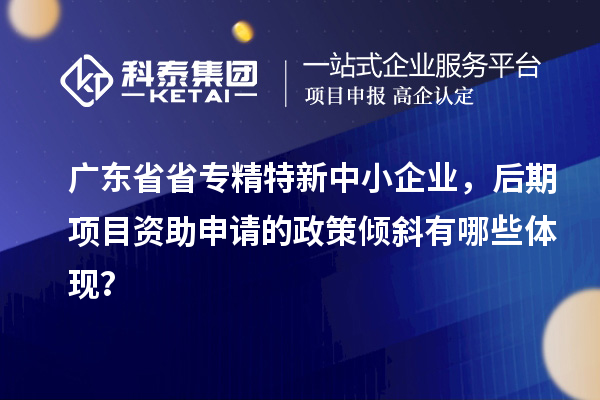 廣東省省專精特新中小企業(yè)，后期項目資助申請的政策傾斜有哪些體現(xiàn)？