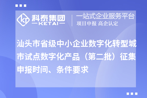 汕頭市省級中小企業(yè)數(shù)字化轉型城市試點數(shù)字化產(chǎn)品（第二批）征集申報時間、條件要求