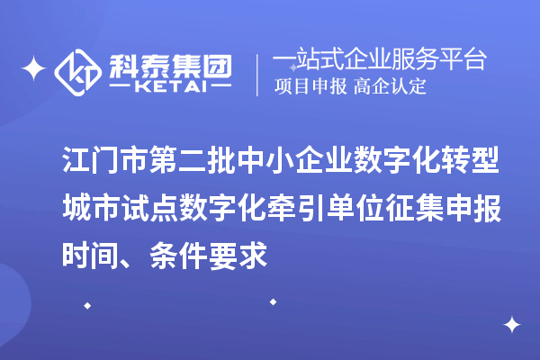 江門市第二批中小企業(yè)數(shù)字化轉(zhuǎn)型城市試點(diǎn)數(shù)字化牽引單位征集申報(bào)時(shí)間、條件要求