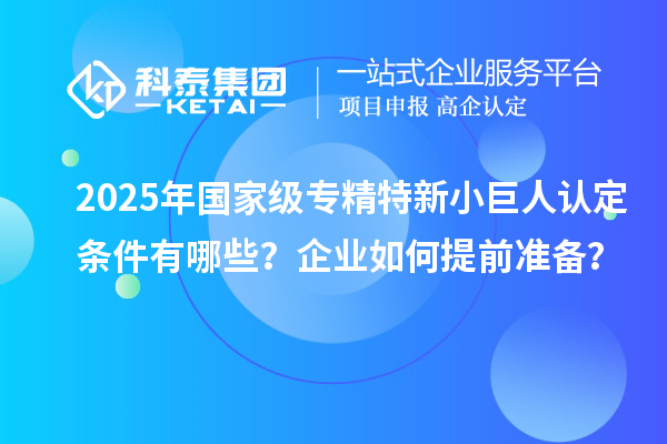 2025年國家級專精特新小巨人認定條件有哪些？企業(yè)如何提前準備？