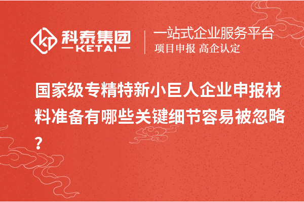 國家級專精特新小巨人企業(yè)申報材料準備有哪些關鍵細節(jié)容易被忽略？