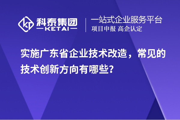 實(shí)施廣東省企業(yè)技術(shù)改造，常見的技術(shù)創(chuàng)新方向有哪些？