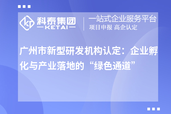 廣州市新型研發(fā)機(jī)構(gòu)認(rèn)定：企業(yè)孵化與產(chǎn)業(yè)落地的“綠色通道”