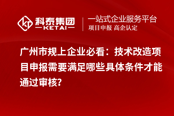 廣州市規(guī)上企業(yè)必看：技術(shù)改造項(xiàng)目申報(bào)需要滿足哪些具體條件才能通過審核？