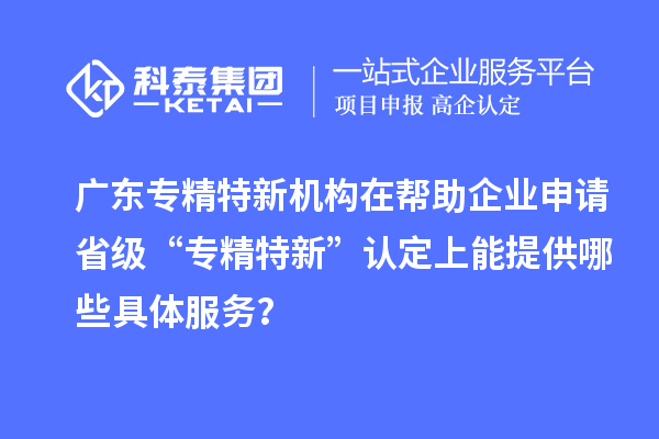廣東專精特新機(jī)構(gòu)在幫助企業(yè)申請省級 “專精特新” 認(rèn)定上能提供哪些具體服務(wù)？