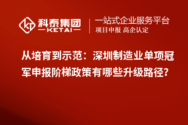 從培育到示范：深圳制造業(yè)單項(xiàng)冠軍申報(bào)階梯政策有哪些升級(jí)路徑？