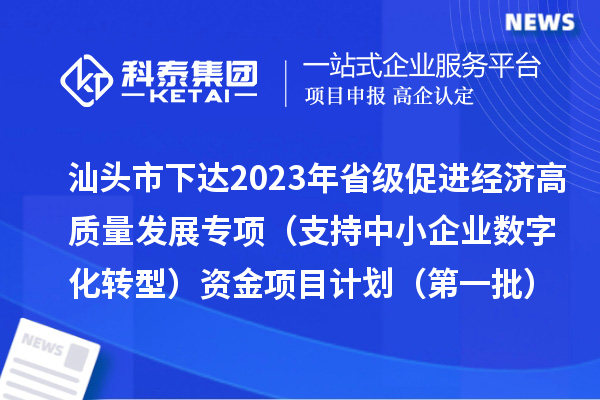 汕頭市下達2023年省級促進經(jīng)濟高質(zhì)量發(fā)展專項（支持中小企業(yè)數(shù)字化轉(zhuǎn)型）資金項目計劃（第一批）