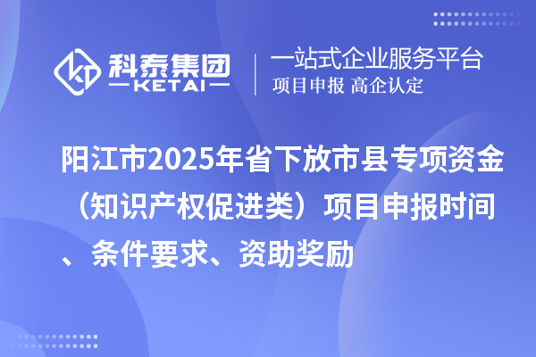 陽(yáng)江市2025年省下放市縣專項(xiàng)資金（知識(shí)產(chǎn)權(quán)促進(jìn)類）項(xiàng)目申報(bào)時(shí)間、條件要求、資助獎(jiǎng)勵(lì)