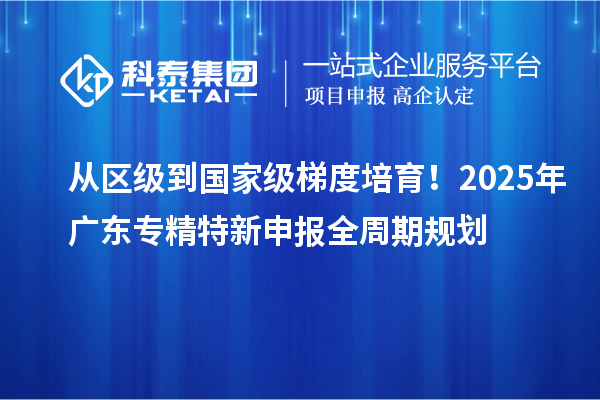 從區(qū)級到國家級梯度培育！2025年廣東專精特新申報全周期規(guī)劃