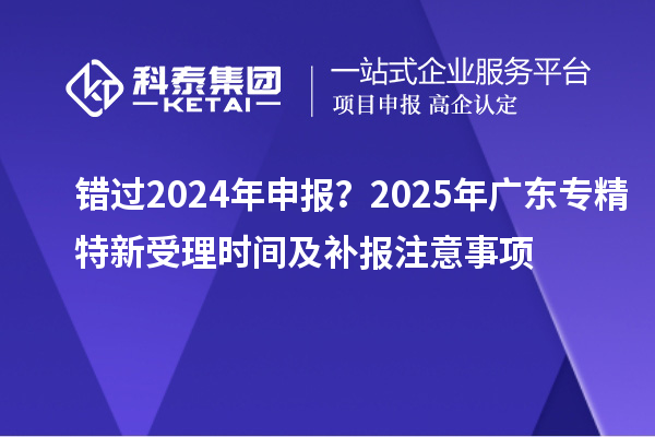 錯過2024年申報？2025年廣東專精特新受理時間及補報注意事項