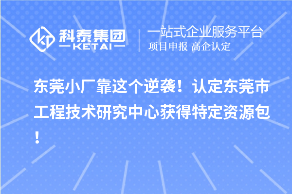 東莞小廠靠這個逆襲！認定東莞市工程技術(shù)研究中心獲得特定資源包！