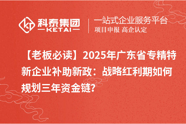 【老板必讀】2025年廣東省專(zhuān)精特新企業(yè)補(bǔ)助新政：戰(zhàn)略紅利期如何規(guī)劃三年資金鏈？