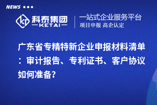 廣東省專精特新企業(yè)申報材料清單：審計報告、專利證書、客戶協(xié)議如何準(zhǔn)備？