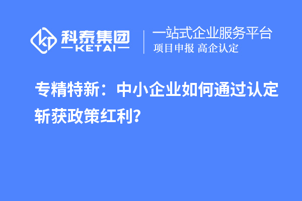 專精特新：中小企業(yè)如何通過(guò)認(rèn)定斬獲政策紅利？
