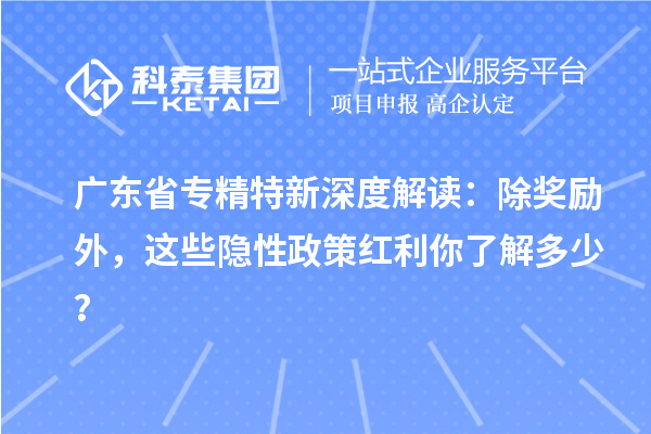 廣東省專精特新深度解讀：除獎(jiǎng)勵(lì)外，這些隱性政策紅利你了解多少？