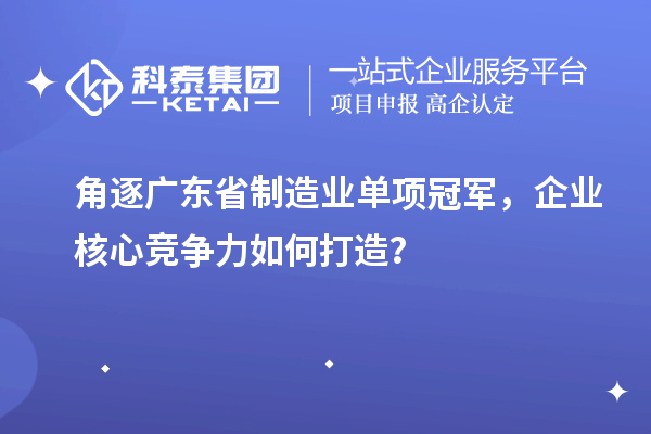 角逐廣東省制造業(yè)單項冠軍，企業(yè)核心競爭力如何打造？