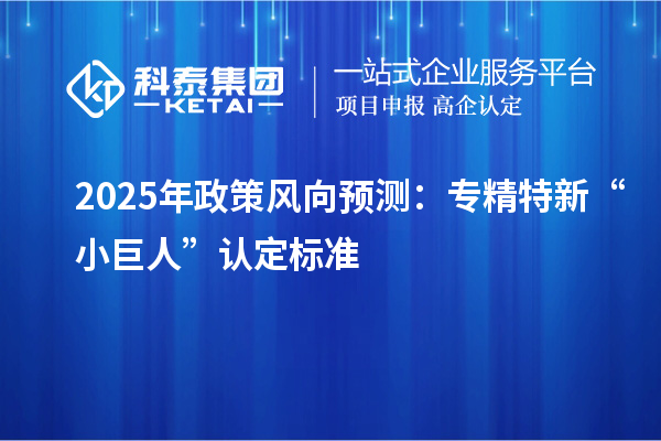 2025年政策風(fēng)向預(yù)測(cè)：專(zhuān)精特新“小巨人”認(rèn)定標(biāo)準(zhǔn)