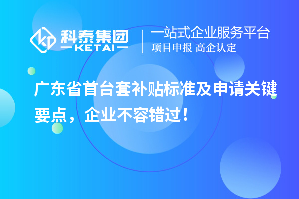 廣東省首臺套補貼標準及申請關(guān)鍵要點，企業(yè)不容錯過！