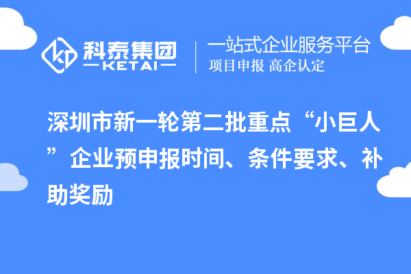 深圳市新一輪第二批重點(diǎn)“小巨人”企業(yè)預(yù)申報(bào)時(shí)間、條件要求、補(bǔ)助獎(jiǎng)勵(lì)
