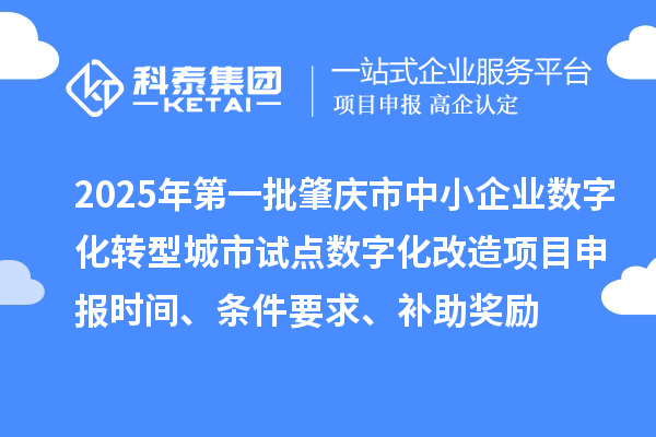 2025年第一批肇慶市中小企業(yè)數(shù)字化轉(zhuǎn)型城市試點(diǎn)數(shù)字化改造項(xiàng)目申報(bào)時間、條件要求、補(bǔ)助獎勵