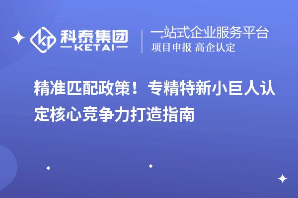 精準(zhǔn)匹配政策！專精特新小巨人認(rèn)定核心競爭力打造指南