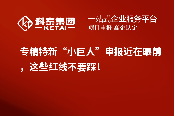 專精特新“小巨人”申報近在眼前，這些紅線不要踩！