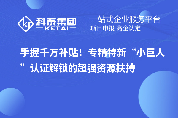 手握千萬補貼！專精特新“小巨人”認(rèn)證解鎖的超強資源扶持