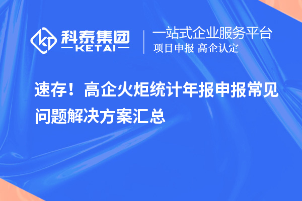 速存！高企火炬統(tǒng)計年報申報常見問題解決方案匯總