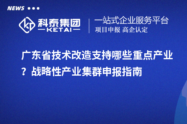 廣東省技術(shù)改造支持哪些重點產(chǎn)業(yè)？戰(zhàn)略性產(chǎn)業(yè)集群申報指南