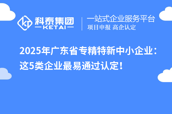 2025年廣東省專精特新中小企業(yè)：這5類企業(yè)最易通過認定！