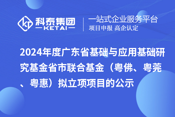 2024年度廣東省基礎(chǔ)與應(yīng)用基礎(chǔ)研究基金省市聯(lián)合基金（粵佛、粵莞、粵惠）擬立項項目的公示