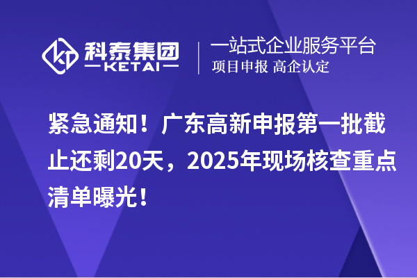 緊急通知！廣東高新申報(bào)第一批截止還剩20天，2025年現(xiàn)場(chǎng)核查重點(diǎn)清單曝光！
